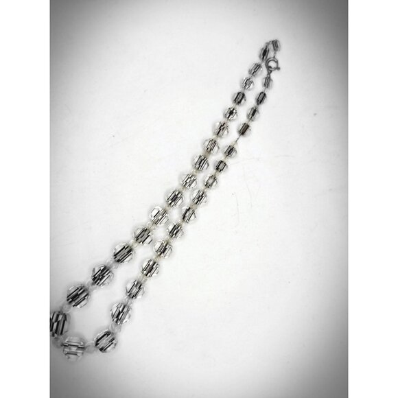 Antique Edwardian Black Stripe Crystal Necklace Faceted Beads c.1910s Czech - Picture 6 of 6
